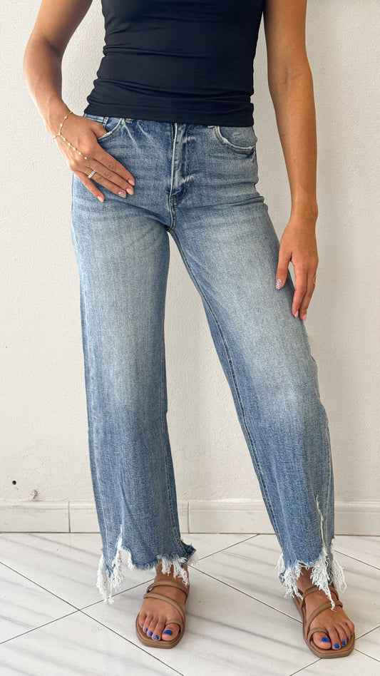 Distressed Hem Jeans