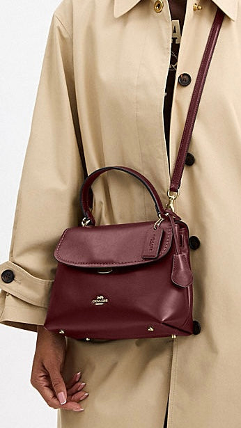 New Coach Burgundy Emory Top Handle Bag
