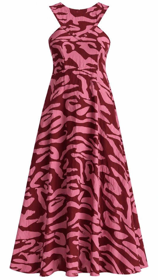 Zebra Print Halter Dress