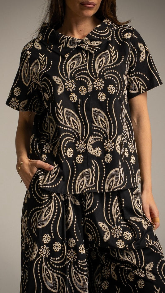 Paisley Embroidered Top