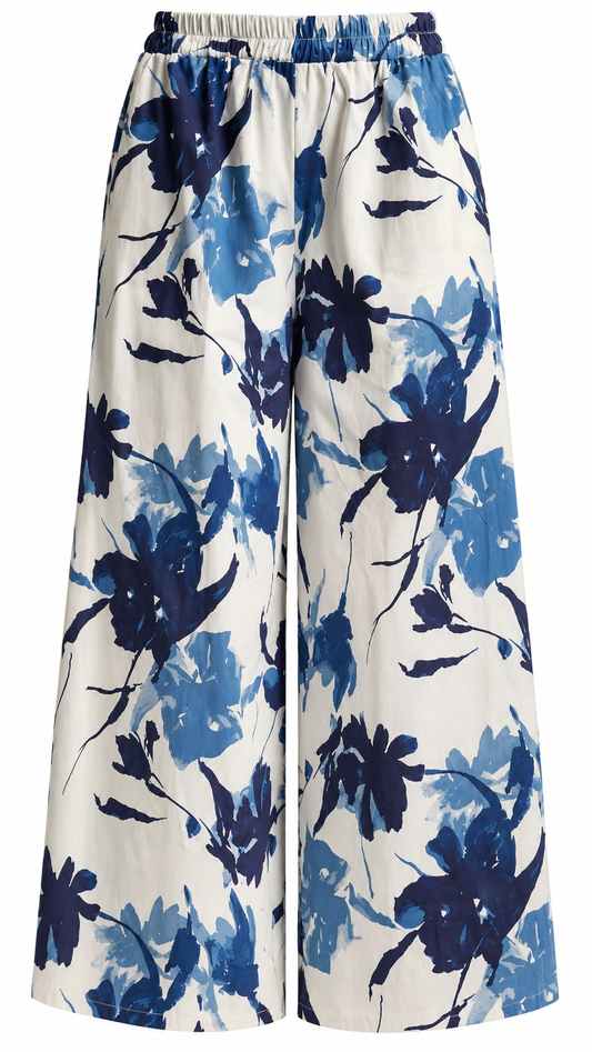Watercolor Floral Wide Leg Pants
