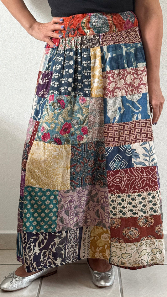 Boho Patchwork Maxi Skirt