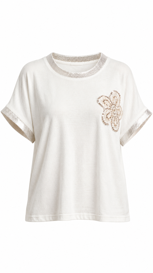 Gold Sequin Floral Top