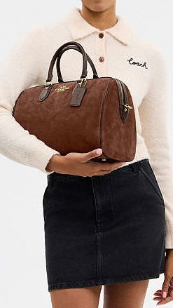 New Coach Brown Suede Large Rowan