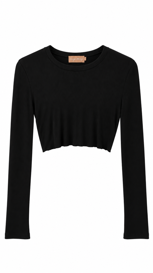 Pre-Loved Ribbed Long Sleeve Crop Top