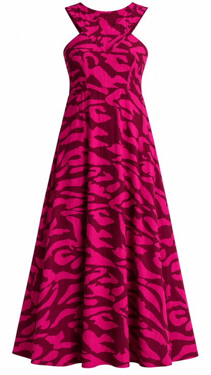 Zebra Print Halter Dress