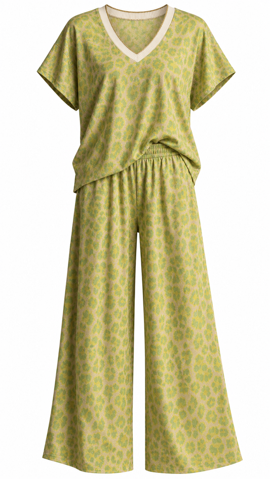 Leopard Print Two-Piece Pants Set