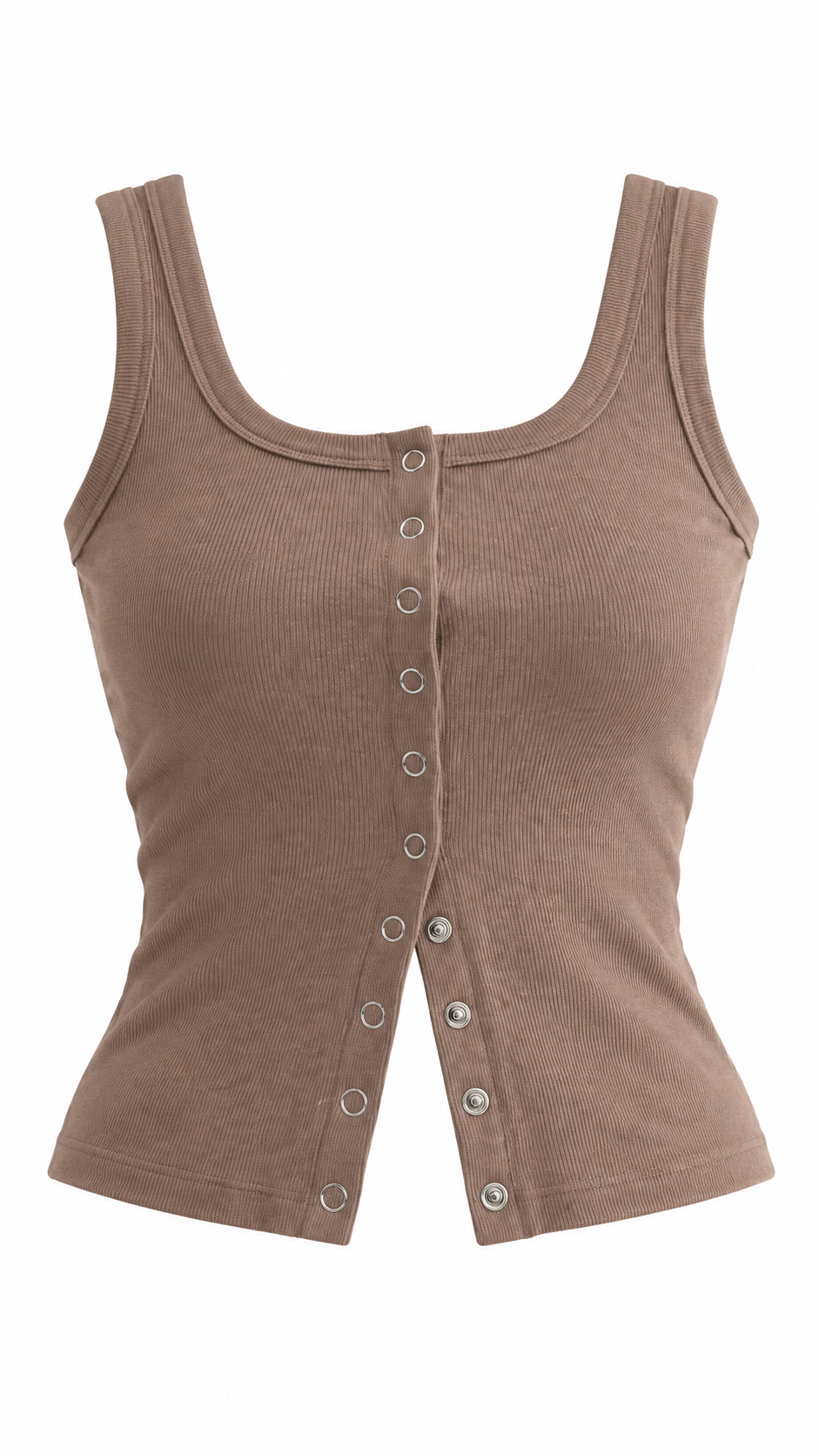 Ribbed Snap Button Tank Top
