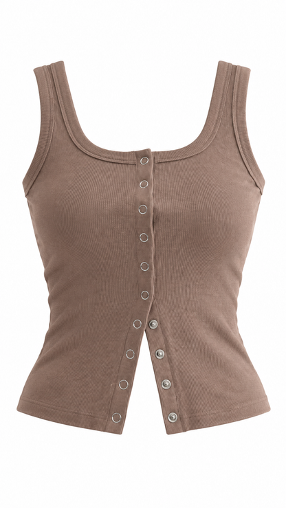 Ribbed Snap Button Tank Top