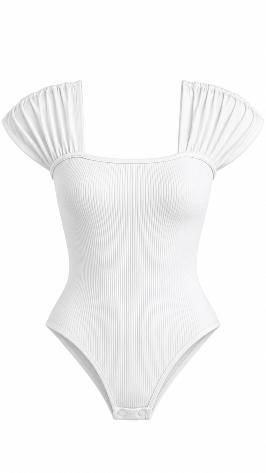 Ribbed Puff Sleeve Bodysuit
