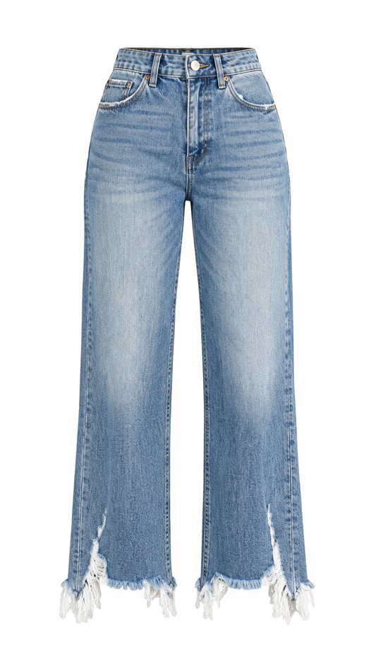 Distressed Hem Jeans
