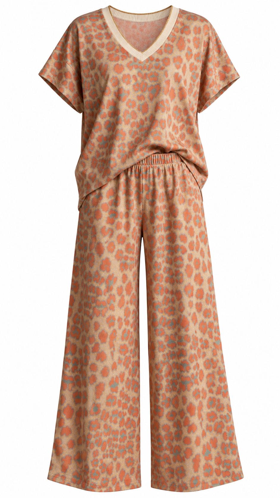 Leopard Print Two-Piece Pants Set