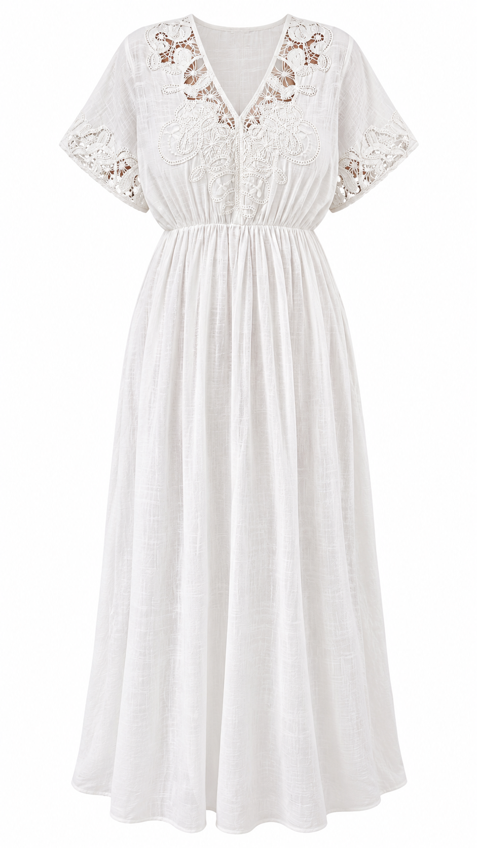 Boho Crochet Lace V-Neck Dress