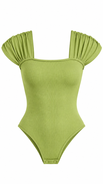 Ribbed Puff Sleeve Bodysuit