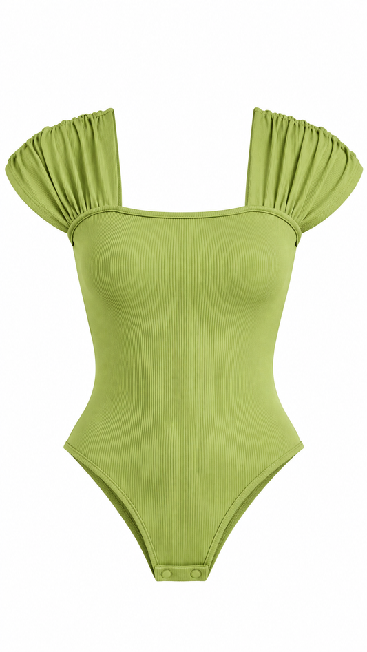 Ribbed Puff Sleeve Bodysuit