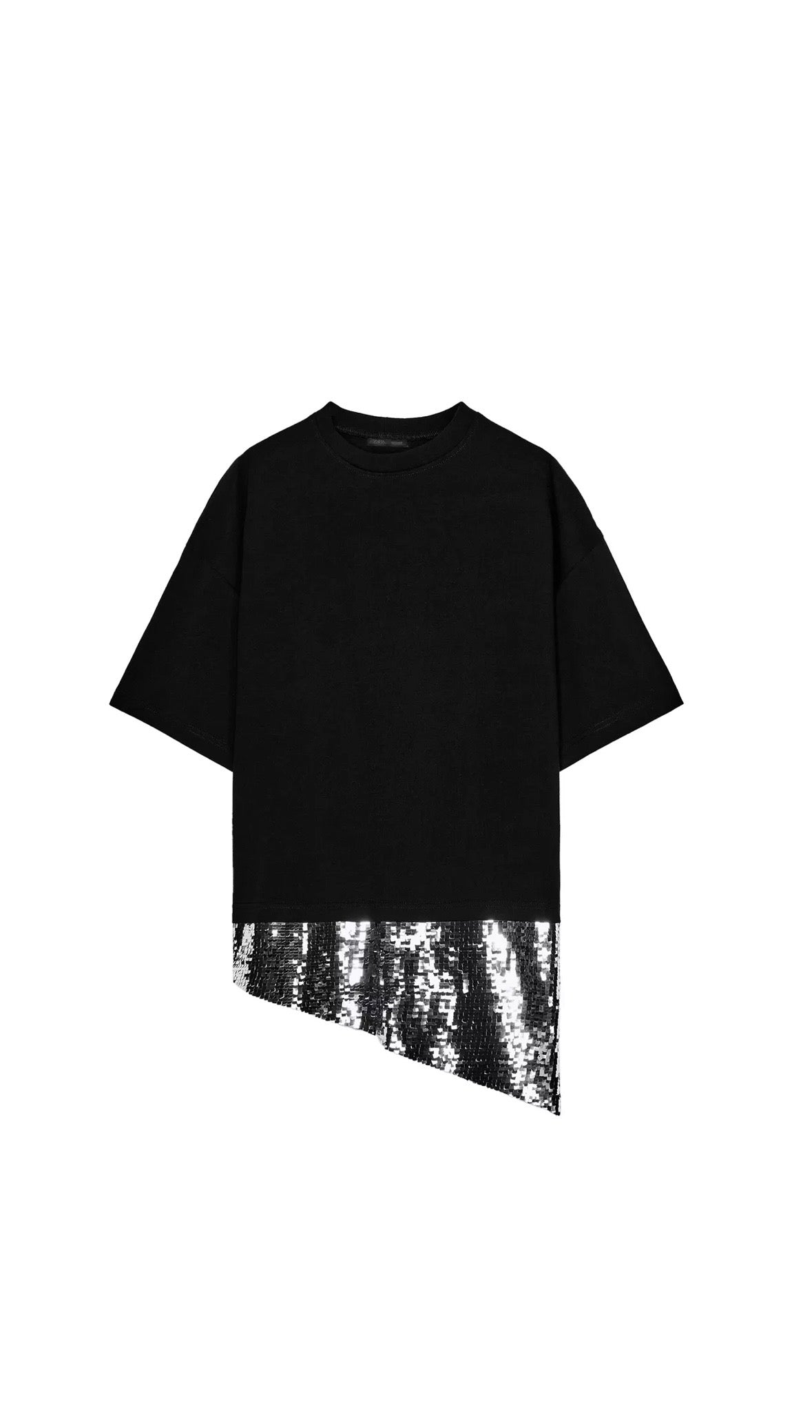 Zara Black Sequin Hem Top