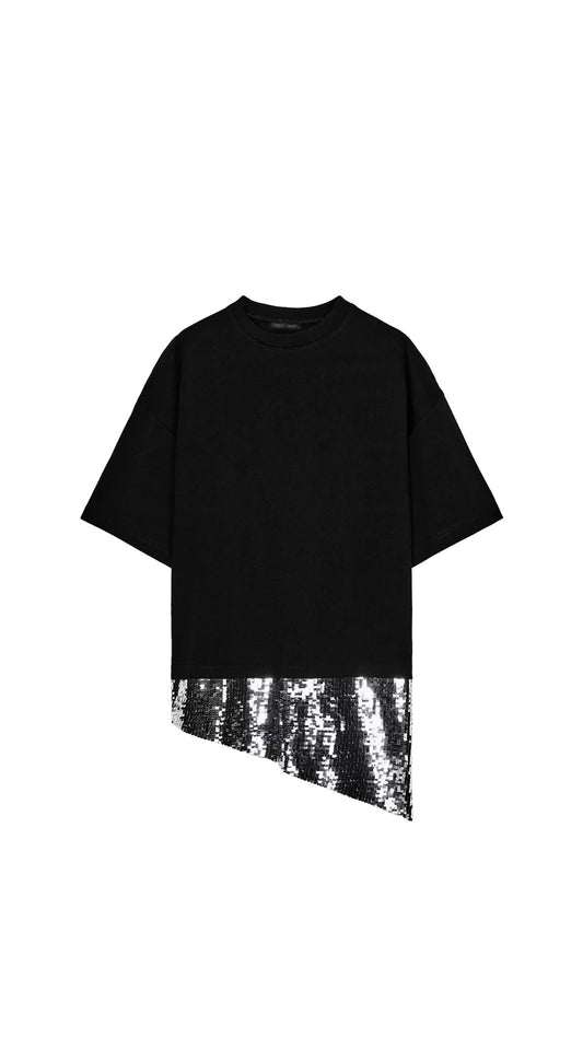 Zara Black Sequin Hem Top