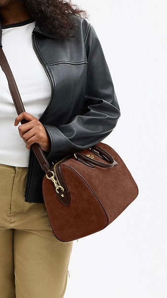 New Coach Brown Suede Large Rowan
