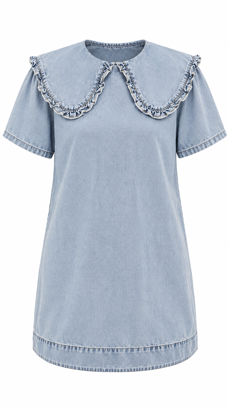 Denim Peter Pan Collar Mini Dress
