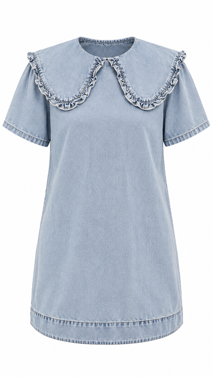Denim Peter Pan Collar Mini Dress