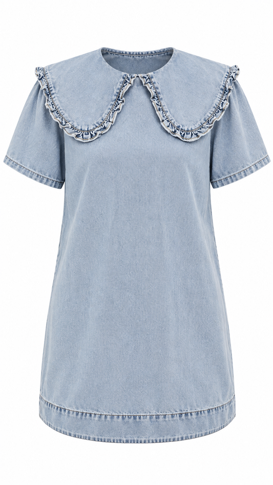 Denim Peter Pan Collar Mini Dress