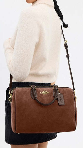 New Coach Brown Suede Large Rowan