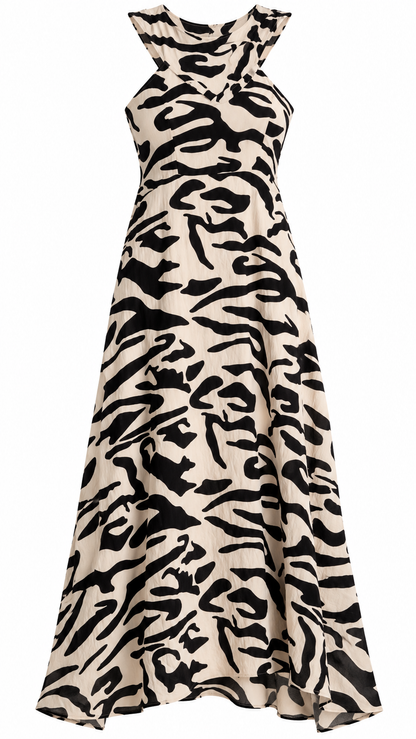 Zebra Print Halter Dress