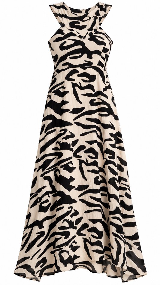 Zebra Print Halter Dress