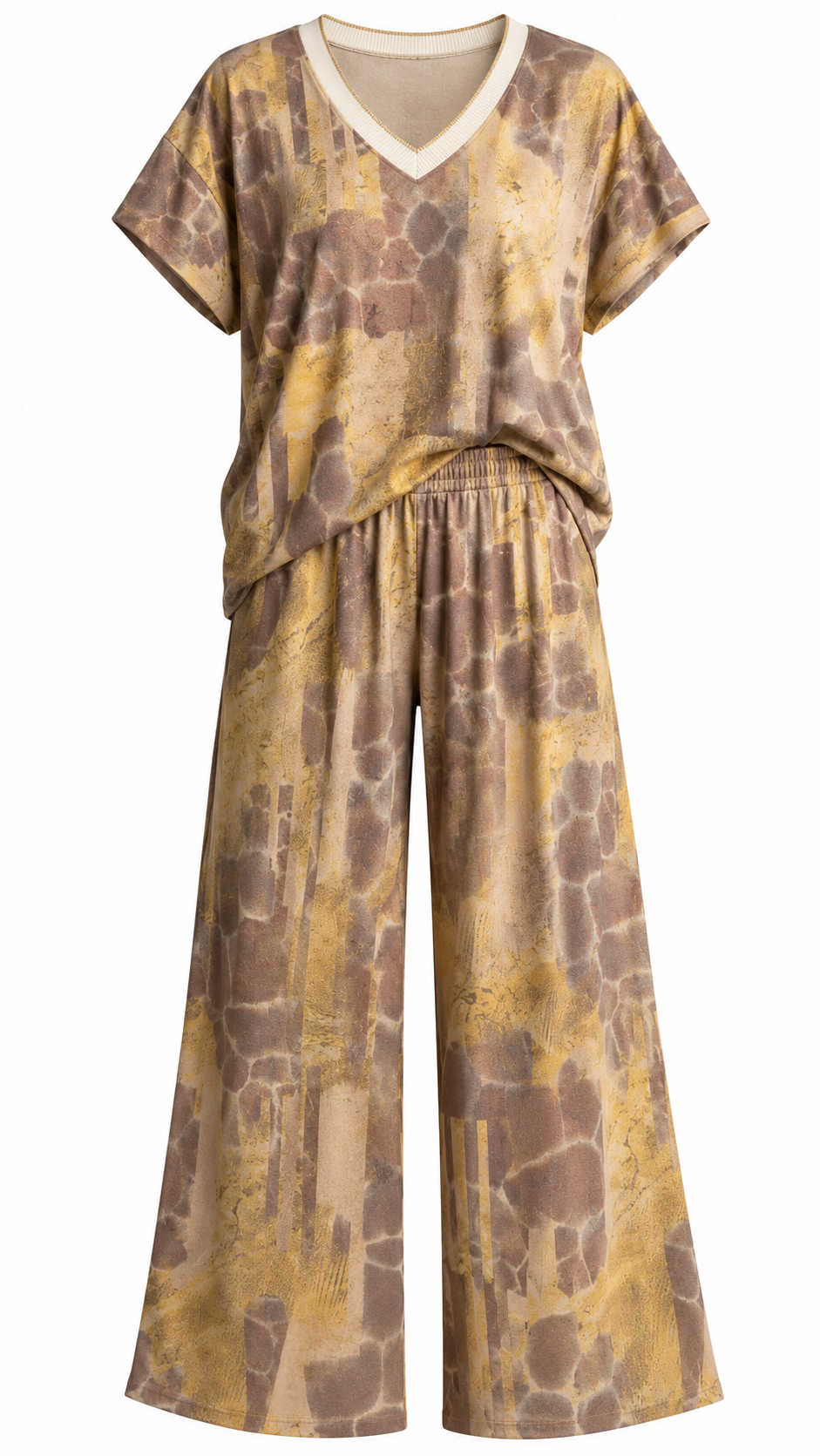 Abstract Print Two-Piece Pants Set