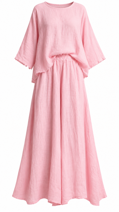 Pink Flowy Two-Piece Maxi Set