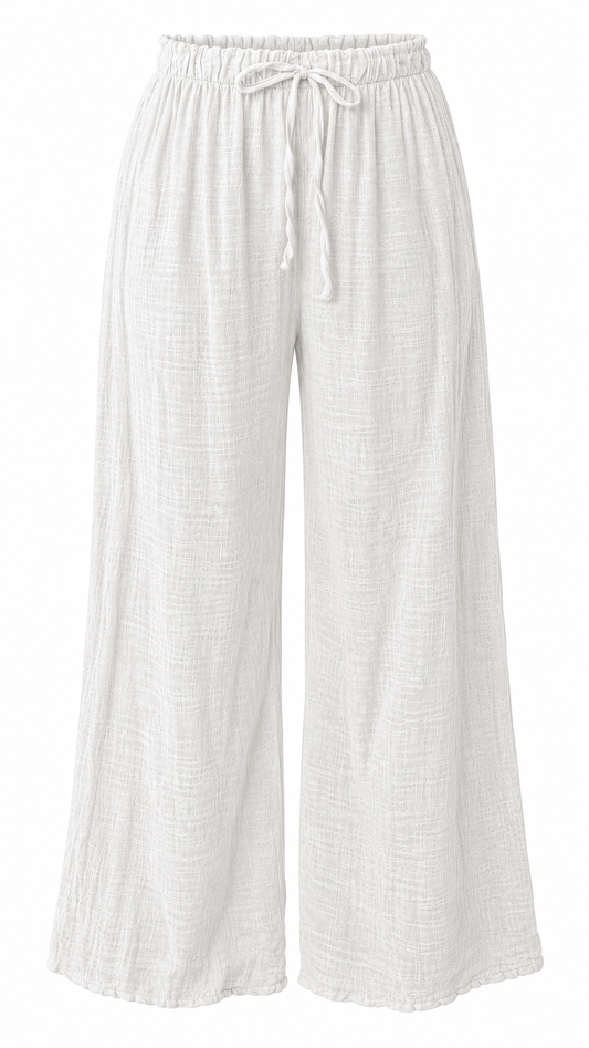 Linen Wide Leg Drawstring Pants