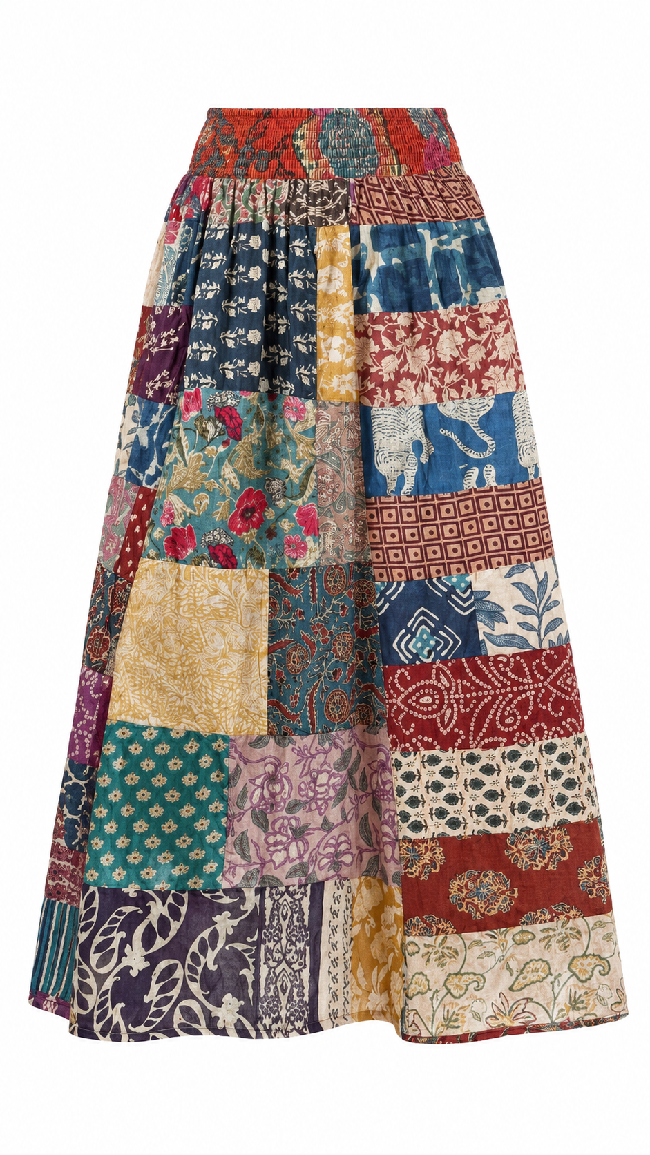 Boho Patchwork Maxi Skirt