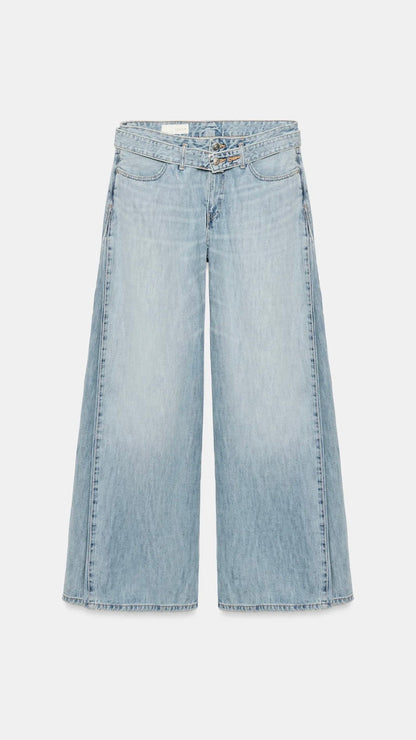 Zara Pleated Waistband Wide Leg Jeans