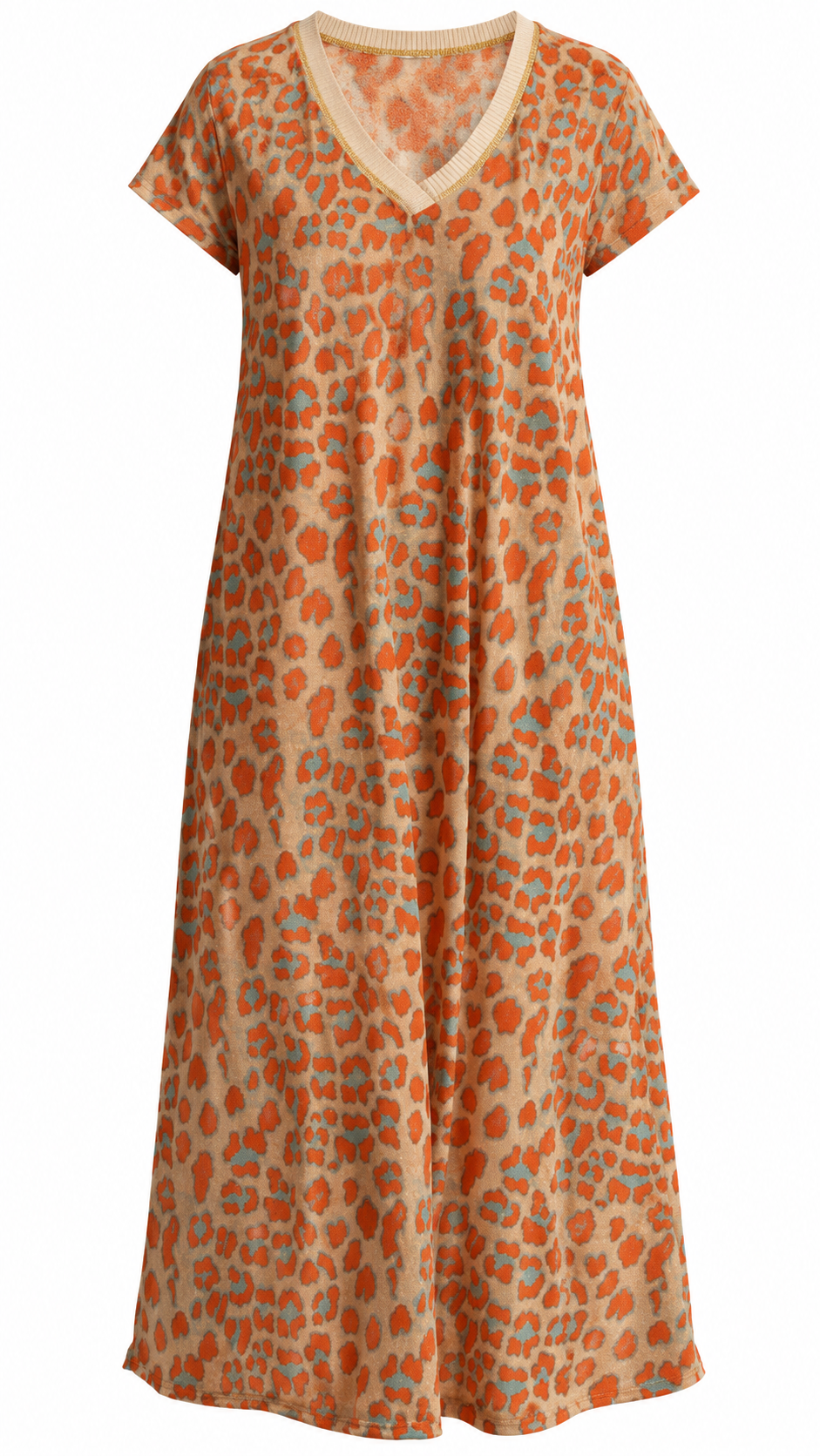 Leopard Print V-Neck Flowy Dress