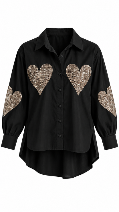 Sparkling Hearts Button-Up Shirt