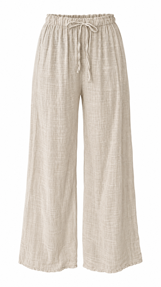 Linen Wide Leg Drawstring Pants