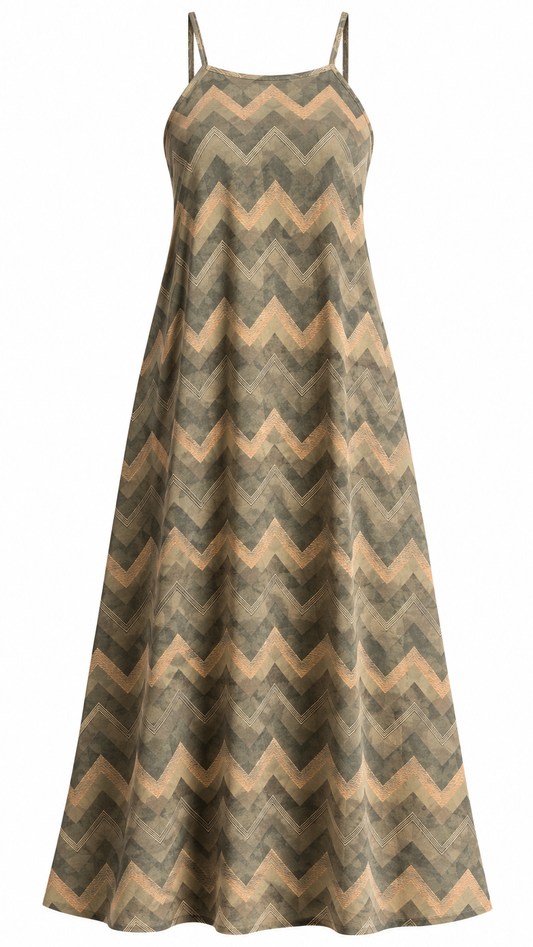 Chevron Print Spaghetti Strap Dress
