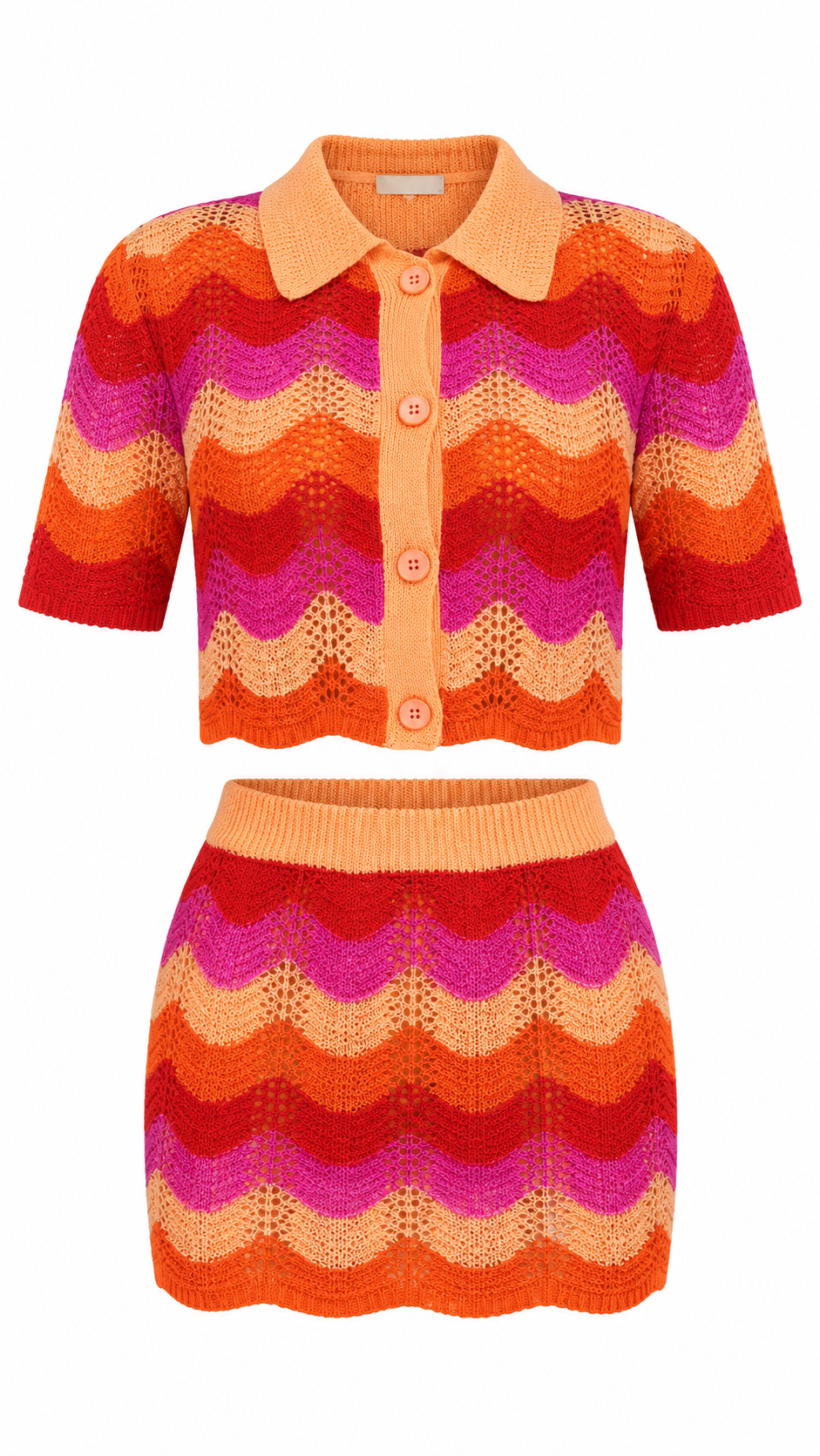 Sunset Wave Crochet Two-Piece Set