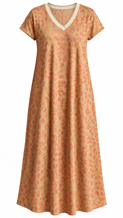 Leopard Print V-Neck Flowy Dress
