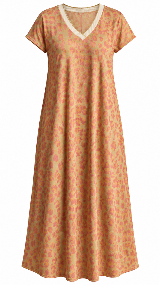 Leopard Print V-Neck Flowy Dress