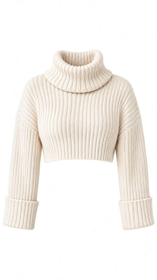 New Zara Turtle Neck Crop Sweater
