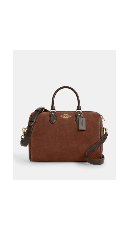 New Coach Brown Suede Large Rowan