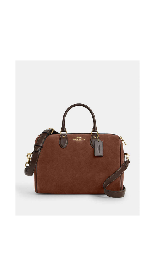 New Coach Brown Suede Large Rowan