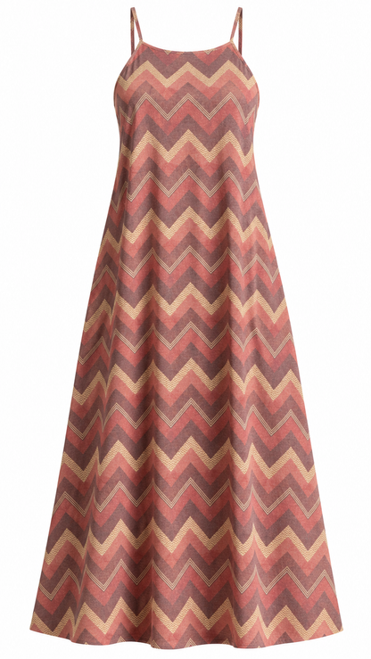 Chevron Print Spaghetti Strap Dress