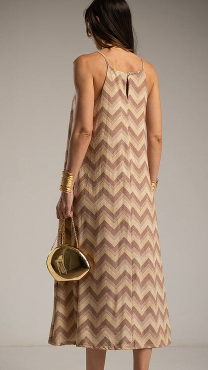 Chevron Print Spaghetti Strap Dress