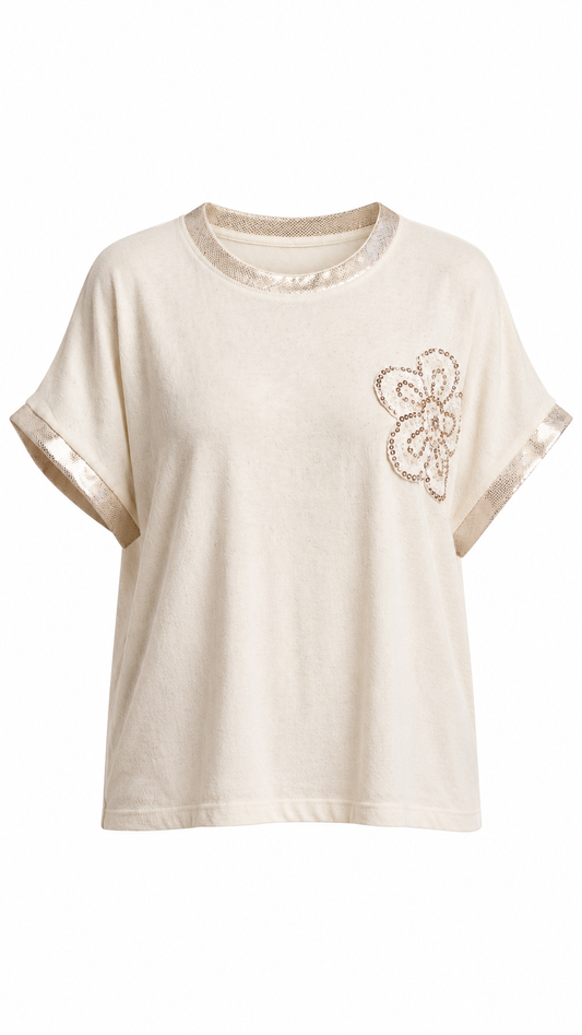 Gold Sequin Floral Top