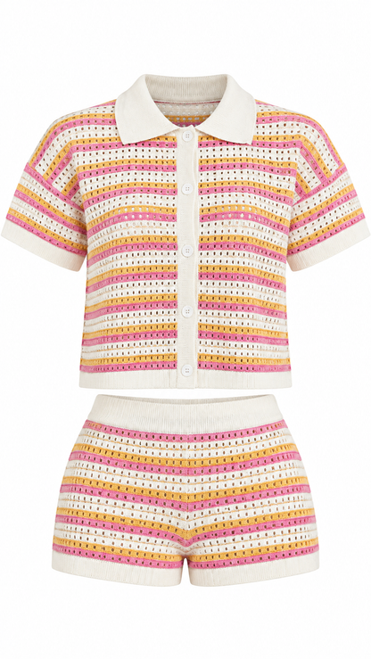 Pink Lemonade Crochet Two-Piece Set