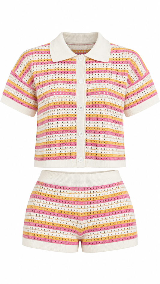 Pink Lemonade Crochet Two-Piece Set