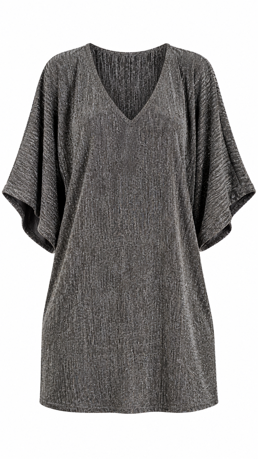 Metallic Shimmer Kimono Sleeve Dress